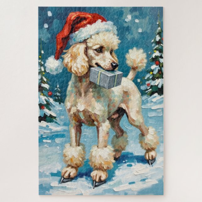 Puzzle Chapeau de cadeau de Noël de patineur de Poodle St (Vertical)