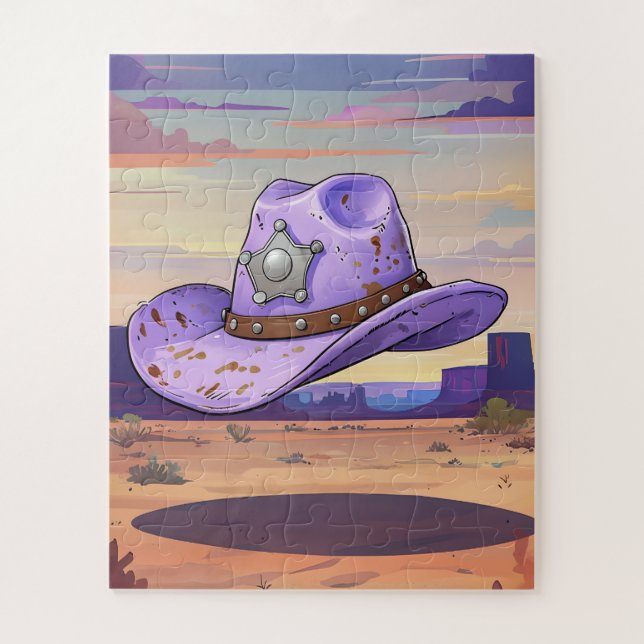 Puzzle Chapeau de cowgirl violet clair flottant dans le d (Vertical)