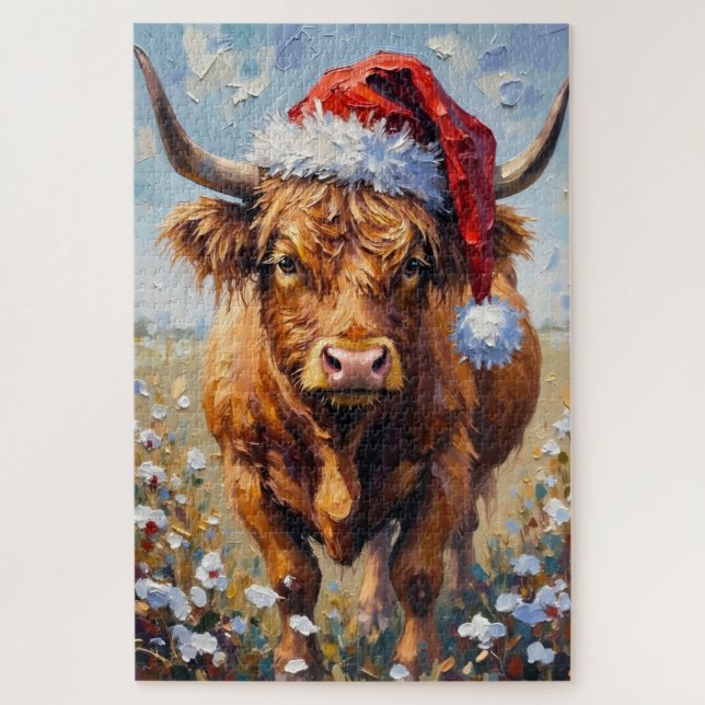 Puzzle Chapeau de Tinsel d'Hiver Rustique de Vache des Hi (Vertical)