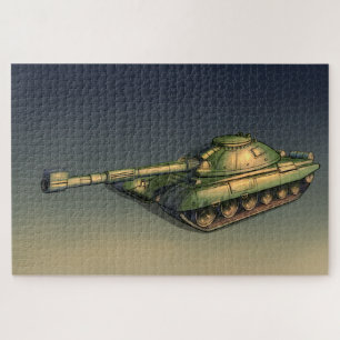 Puzzle Char militaire vert sur le terrain