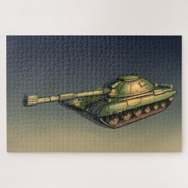 Puzzle Char militaire vert sur le terrain (Horizontal)