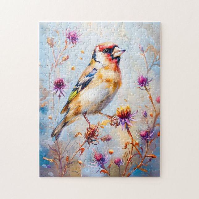 Puzzle Chardonneret en vol, style impressionniste (Vertical)
