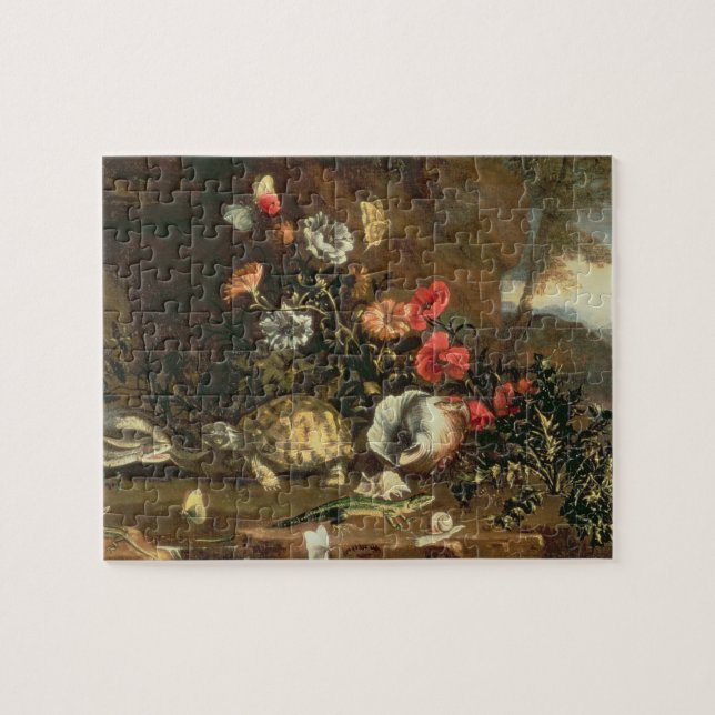 Puzzle Chardons, fleurs, reptiles et papillons à coté (Horizontal)
