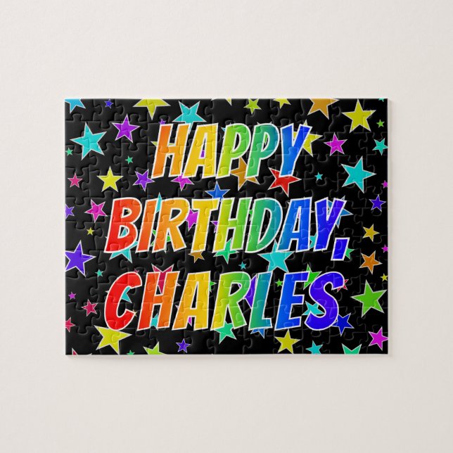 Puzzle "CHARLES" First Name, Fun "HAPPY BIRTHDAY" (Horizontal)