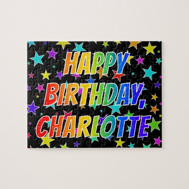 Puzzle "CHARLOTTE" First Name, Fun "HAPPY BIRTHDAY" (Horizontal)