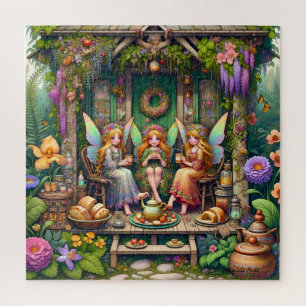 Puzzle Charmant cottage de fée - Thé dans le jardin fanta