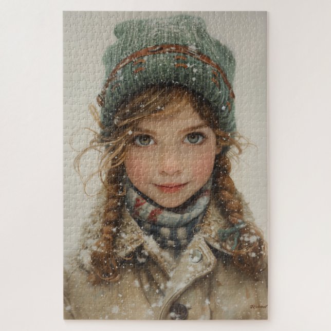 Puzzle Charmante portrait d'hiver Jeune fille (Vertical)