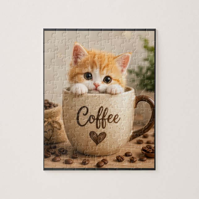 Puzzle Charme de chaton dans une tasse de café (Vertical)