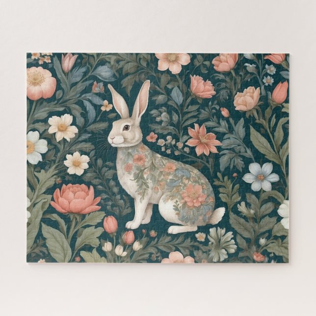 Puzzle Charme Rabbit William Morris Inspiré Floral (Horizontal)