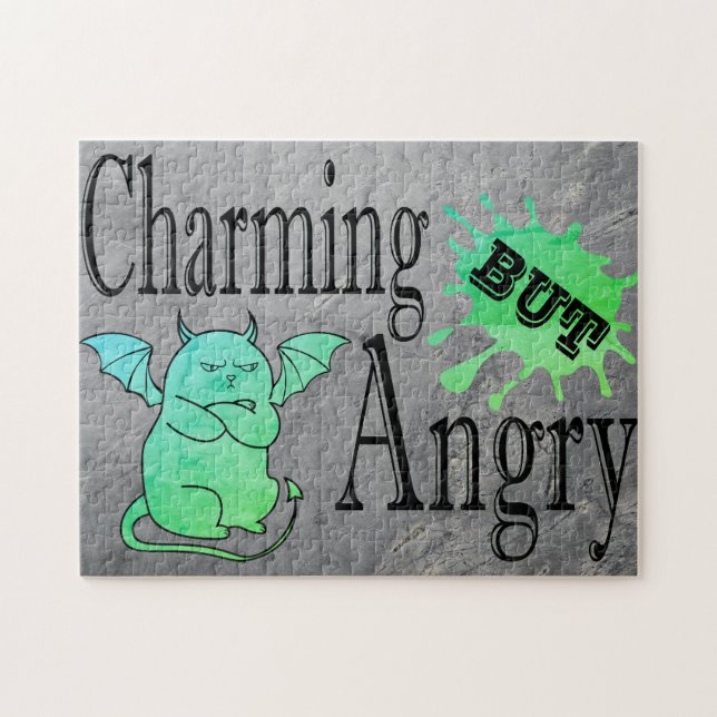 Puzzle Charming mais en colère petit chat diable drôle ci (Horizontal)