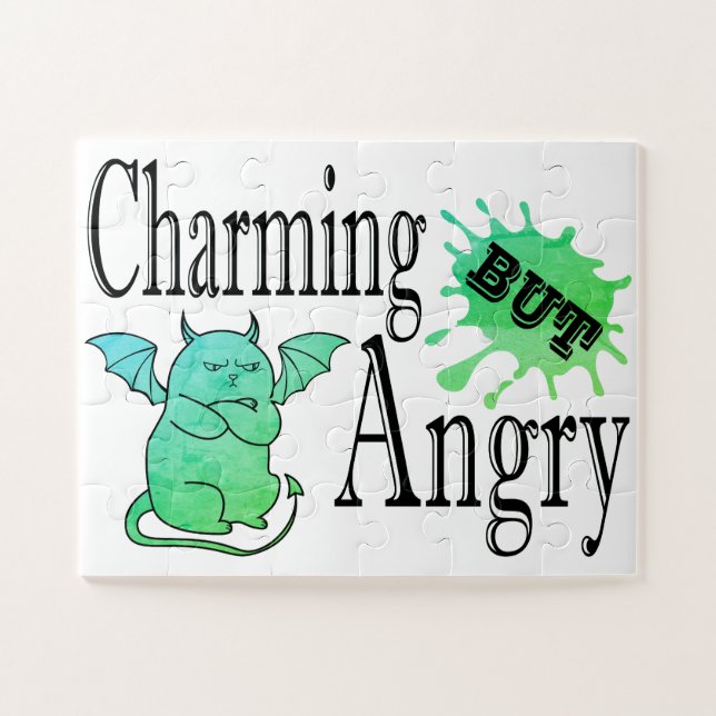 Puzzle Charming mais en colère petit chat diable drôle ci (Horizontal)