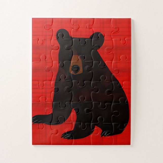 Puzzle Charming Story Book Black Bear Cub (Vertical)