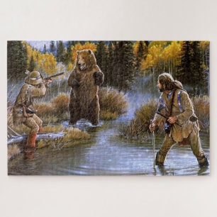 Puzzle Chasse à l'ours grizzly qui chasse qui