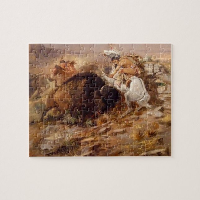 Puzzle Chasse aux bisons Chasseurs amérindiens (Horizontal)