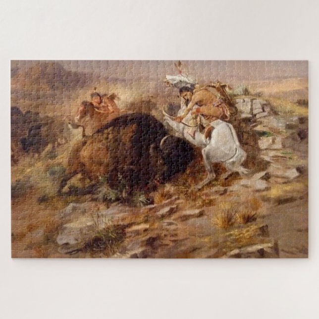 Puzzle Chasse aux bisons Chasseurs amérindiens (Horizontal)