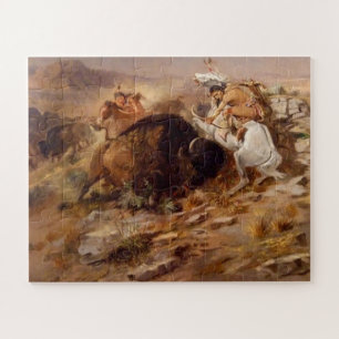 Puzzle Chasse aux bisons Chasseurs Amérindiens C M Russel