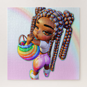 Puzzle Chasse aux oeufs de Pâques Fille noire Magie Melan