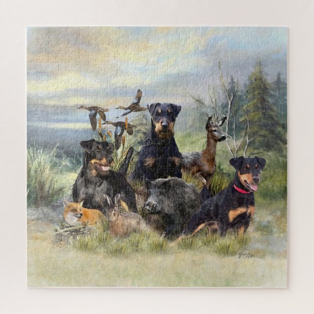 Puzzle Chasse avec Jagdterriers, Art (Vertical)