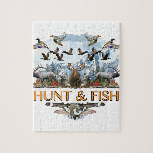Puzzle Chasse et poissons (Vertical)