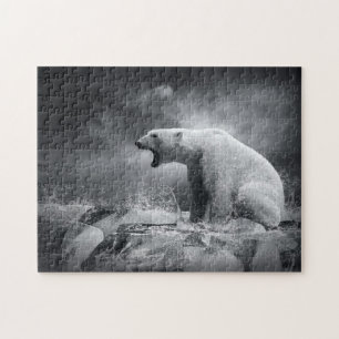Puzzle Chasseur blanc d'ours blanc sur la glace dans
