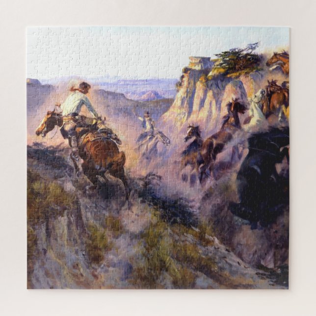 Puzzle « Chasseurs de chevaux sauvages » par Charles M Ru (Vertical)