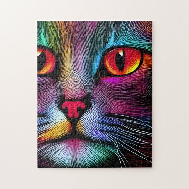 Puzzle Chat Abstrait Peinture Colorée (Vertical)