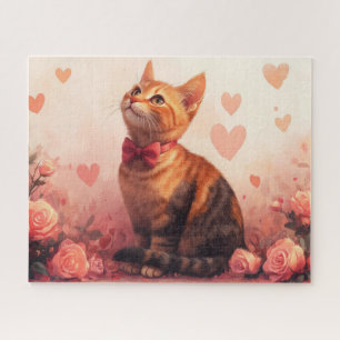 Puzzle Chat abyssinien avec Rose - Saint Valentin