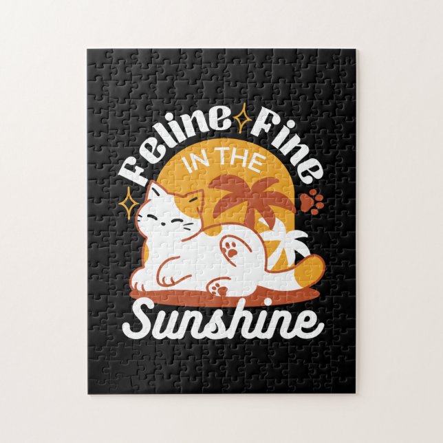 Puzzle Chat adorable se relaxer au soleil - Animal de com (Vertical)
