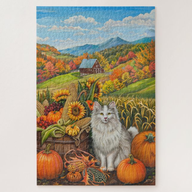 Puzzle Chat angora turc Action de grâce de la récolte d'a (Vertical)