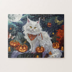 Puzzle Chat angora turc Halloween effrayant