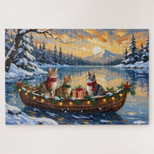 Puzzle Chat angora turc Noël Bateau Fêtes