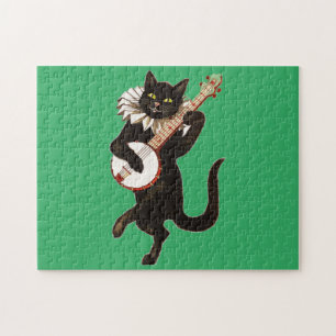 Puzzle Chat anthropomorphique Jouant Banjo