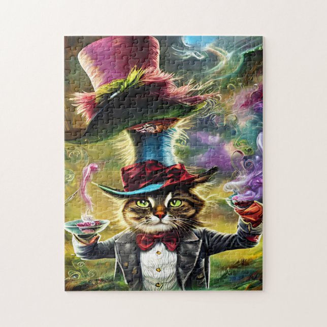 Puzzle Chat anthropomorphique Mad Hatter Imaginaire Fairy (Vertical)