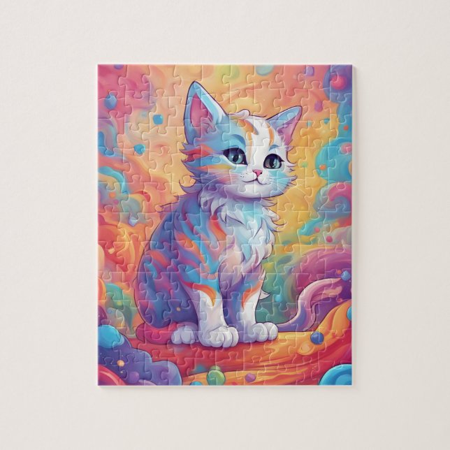 Puzzle Chat arc-en-ciel mignon (Vertical)