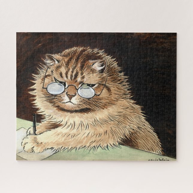 Puzzle Chat au travail avec lunettes de Louis Wain (Horizontal)