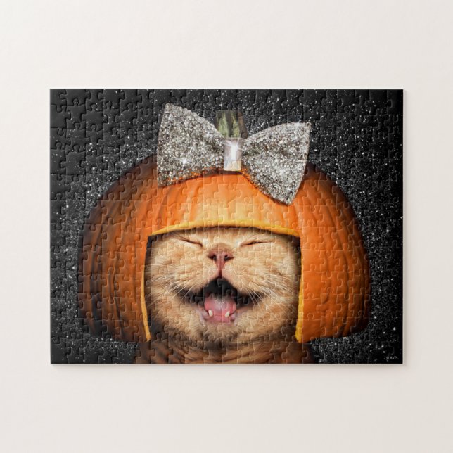 Puzzle Chat aux cheveux Citrouilles (Horizontal)
