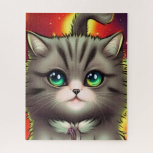 Puzzle Chat aux yeux verts prêt à jouer