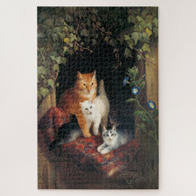 Puzzle Chat avec chatons (Art animal) (Vertical)