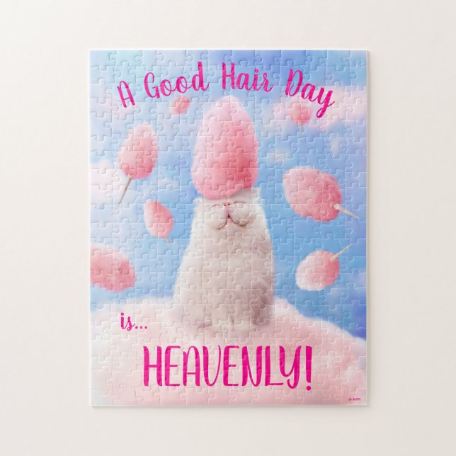 Puzzle Chat Avec Coton Candy Cheveux (Vertical)