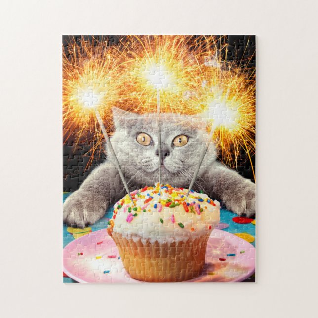 Puzzle Chat Avec Cupcake Sparkler (Vertical)