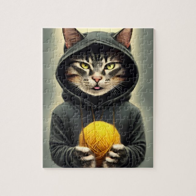 Puzzle Chat Avec Une Boule De Fer (Vertical)