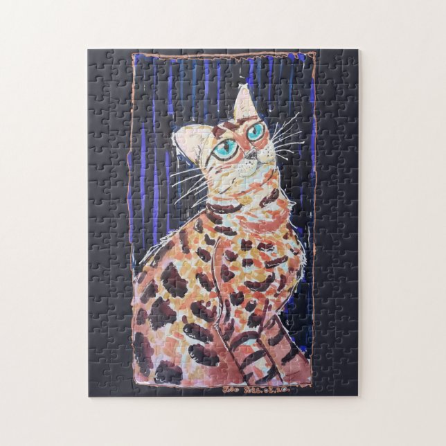 Puzzle Chat Bengal Néo-Noir (Vertical)
