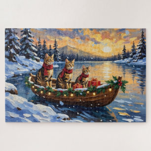 Puzzle Chat Bengal Noël Bateau Fêtes