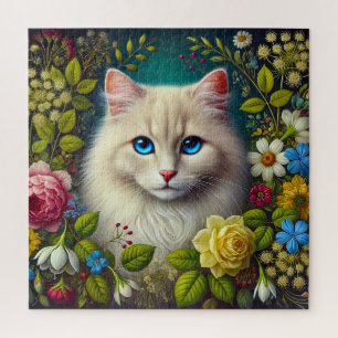 Puzzle Chat Blanc Aux Yeux Bleus
