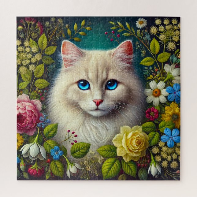 Puzzle Chat Blanc Aux Yeux Bleus (Vertical)
