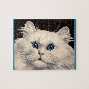 Puzzle chat blanc aux yeux bleus