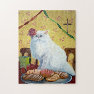 Puzzle Chat blanc inspiré par la tradition mexicaine