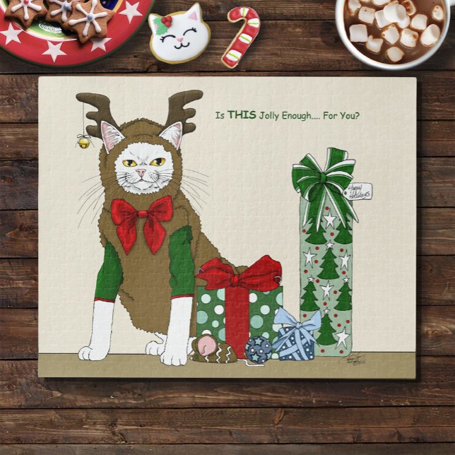 Puzzle Chat blanc Noël joyeusement drôle (Créateur téléchargé)