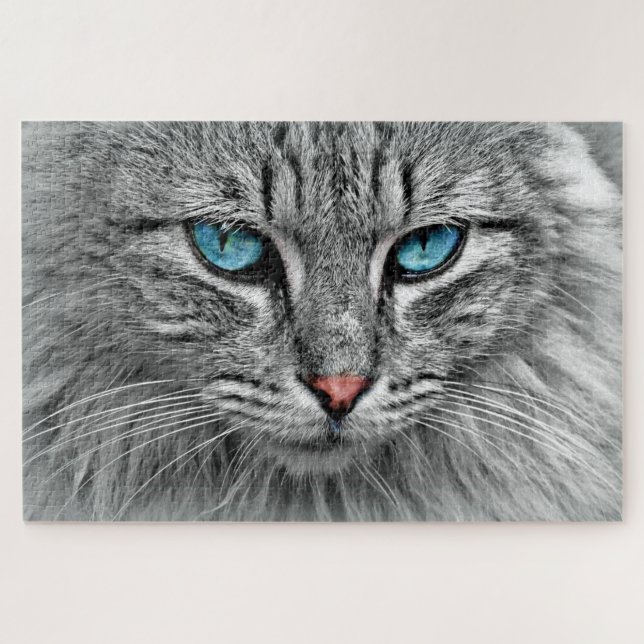 Puzzle Chat bleu - (Horizontal)