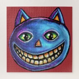 Puzzle Chat bleu souriant Vintage Halloweenies